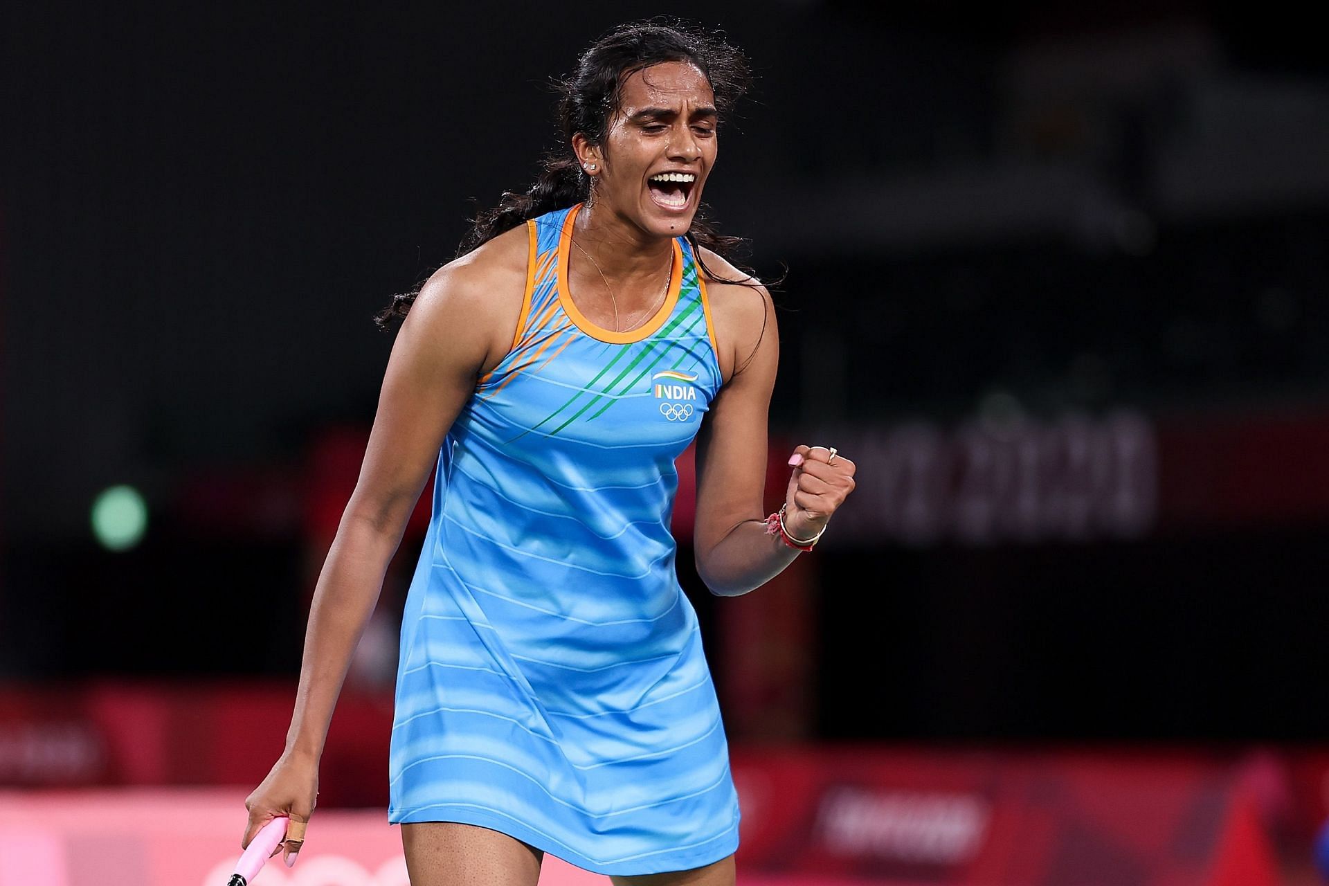 PV Sindhu in action at Tokyo Olympics