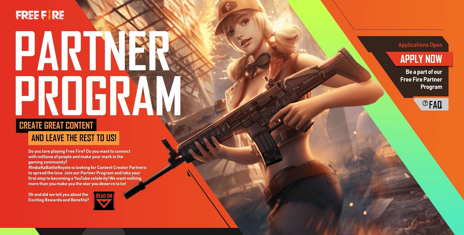 To reach the form, users can tap &#039;Apply Now&#039; button on the Partner Program website (Image via Free Fire)