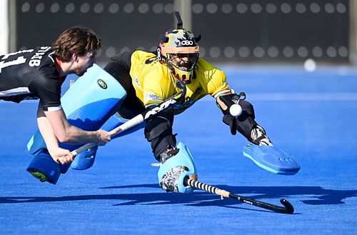 India's goalkeeper PR Sreejesh in action. (PC: Hockey India)