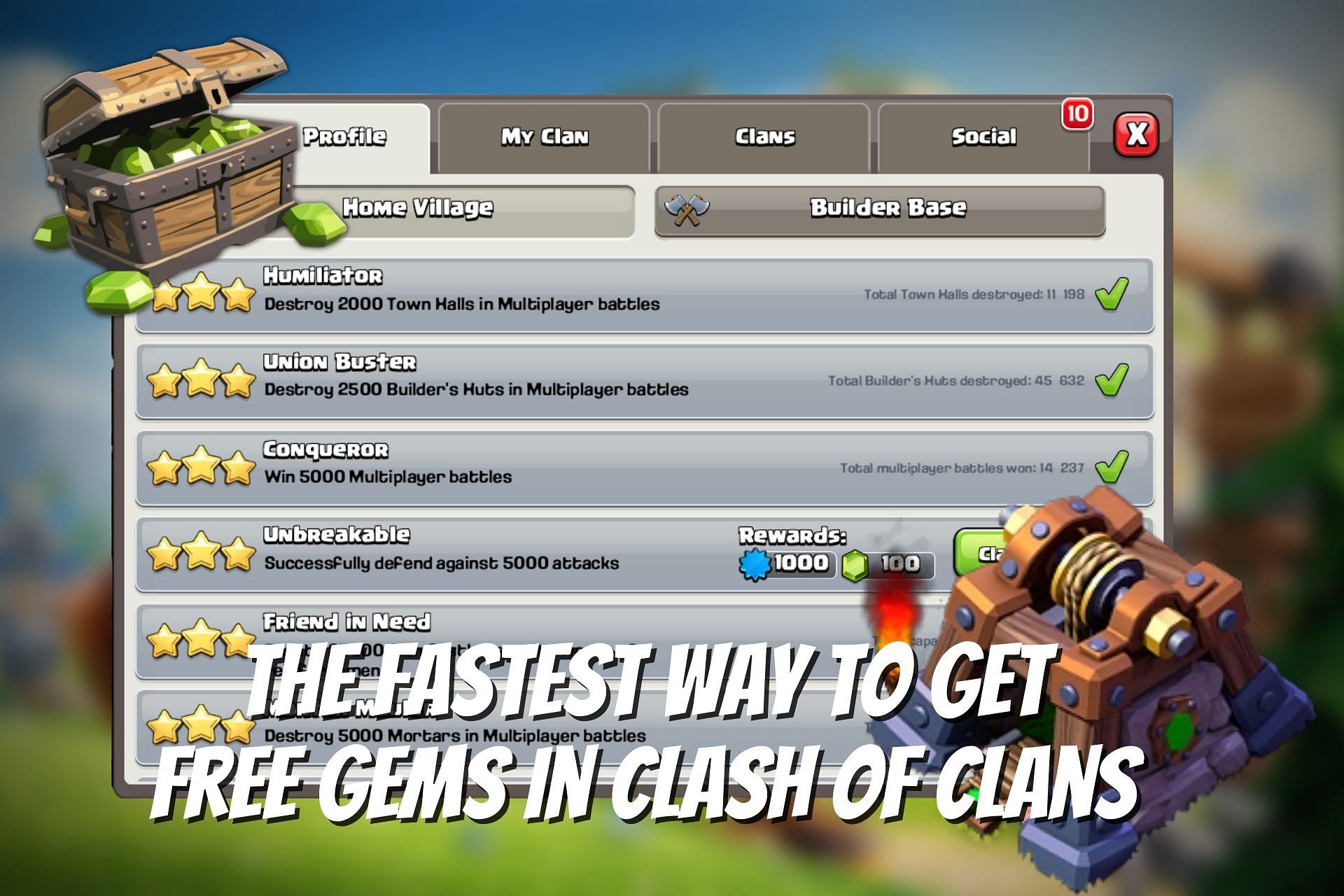 Earn free Gems in Clash of Clans (Image by Sportskeeda)