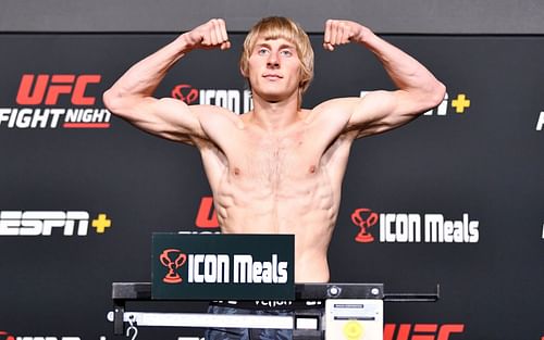 English mixed martial artist Paddy Pimblett at his debut UFC weigh-in