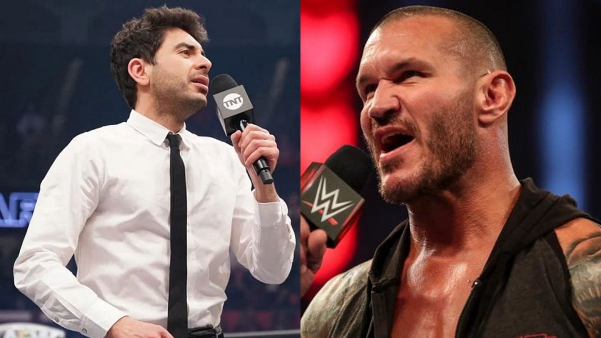 AEW President Tony Khan (left) and WWE Superstar Randy Orton (right) have clashed on Twitter