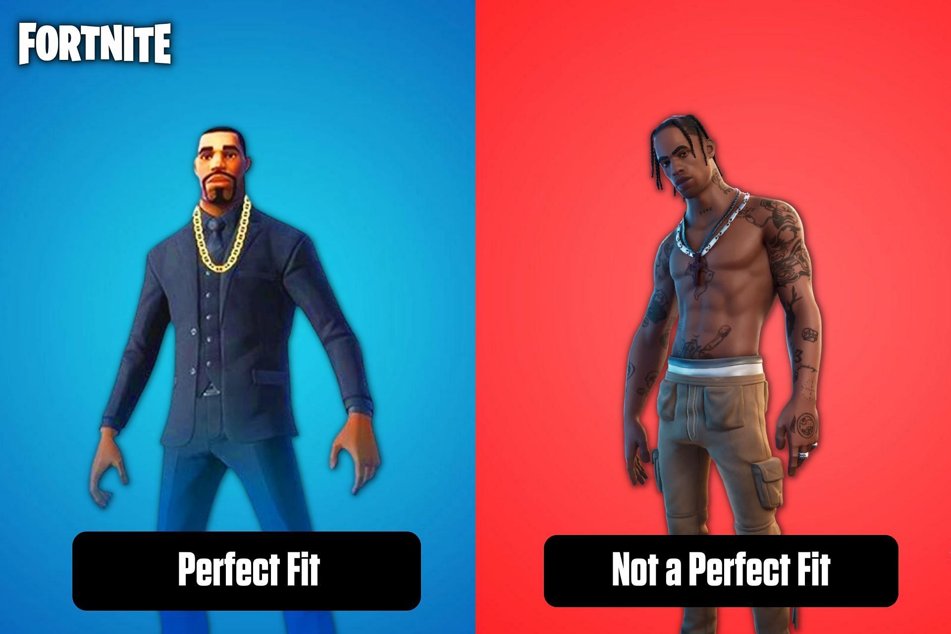 Drake and Travis Scott in Fortnite (Image via Sportskeeda)