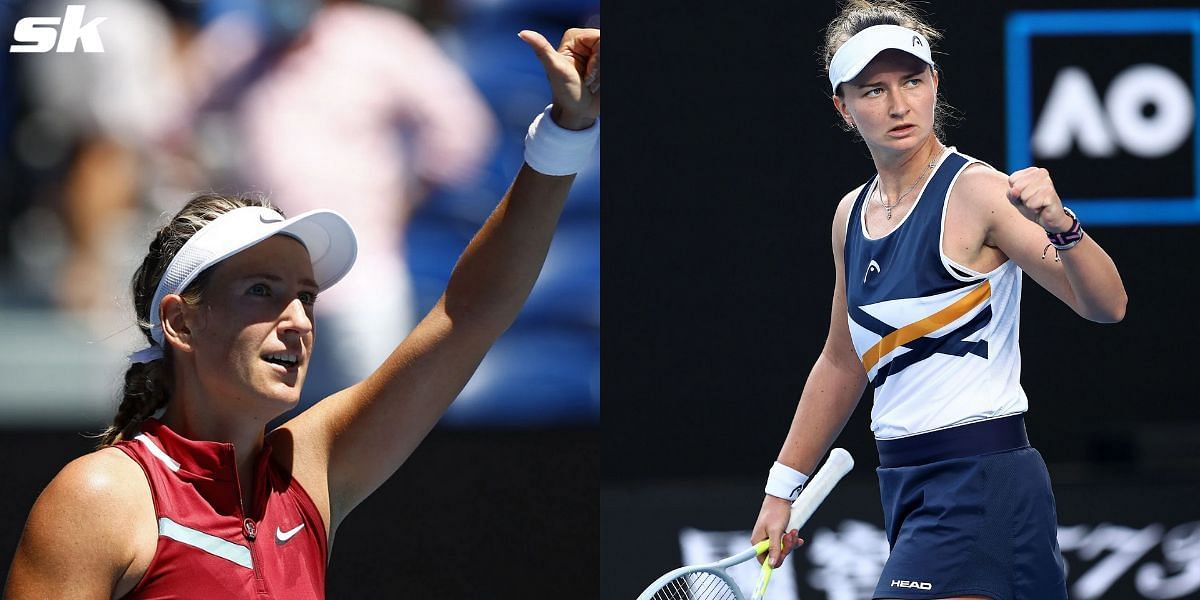 Victoria Azarenka and Barbora Krejcikova at the 2022 Australian Open.