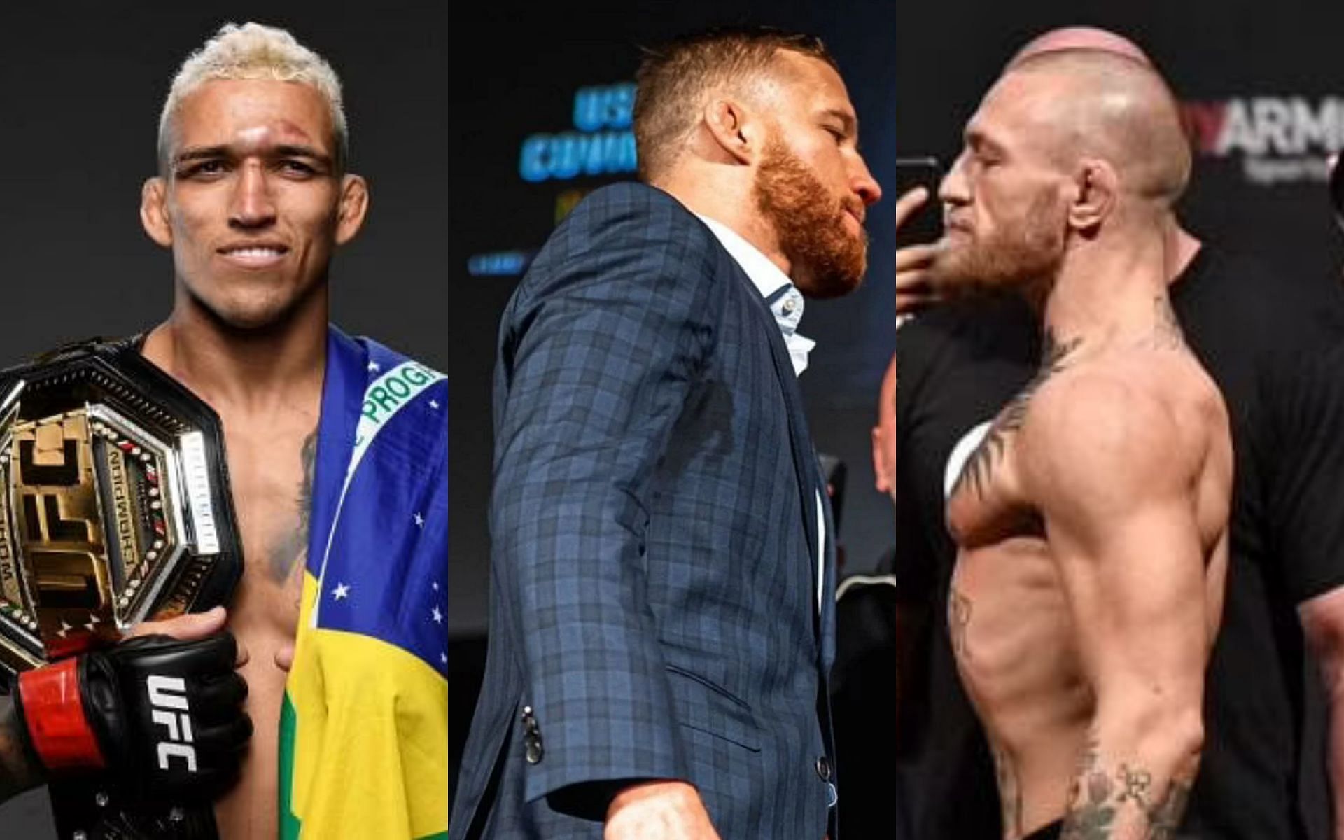 Charles Oliveira, Justin Gaethje and Conor McGregor (left to right)