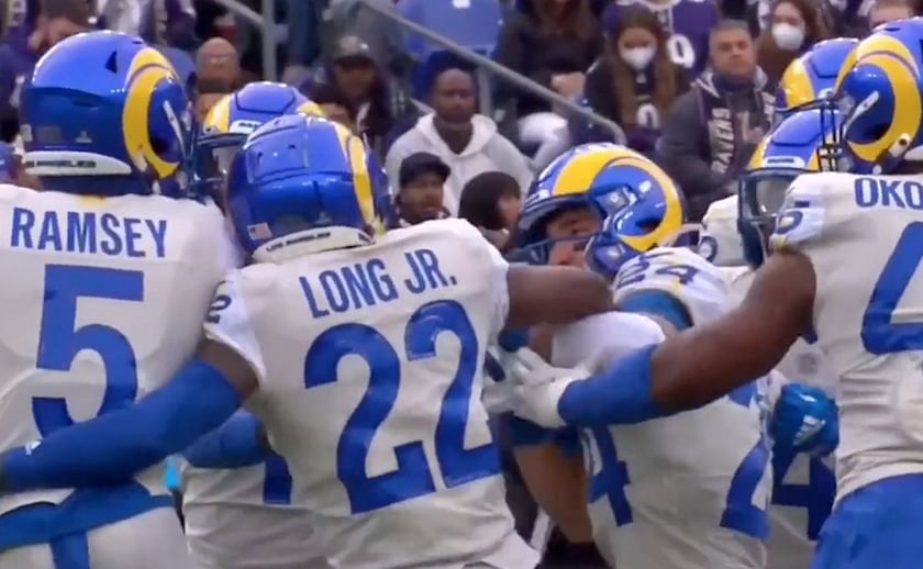 Jalen Ramsey of the Los Angeles Rams stands in the tunnel prior to