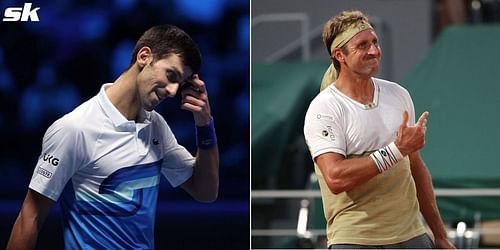 Novak Djokovic (L) and Tennys Sandgren (R)