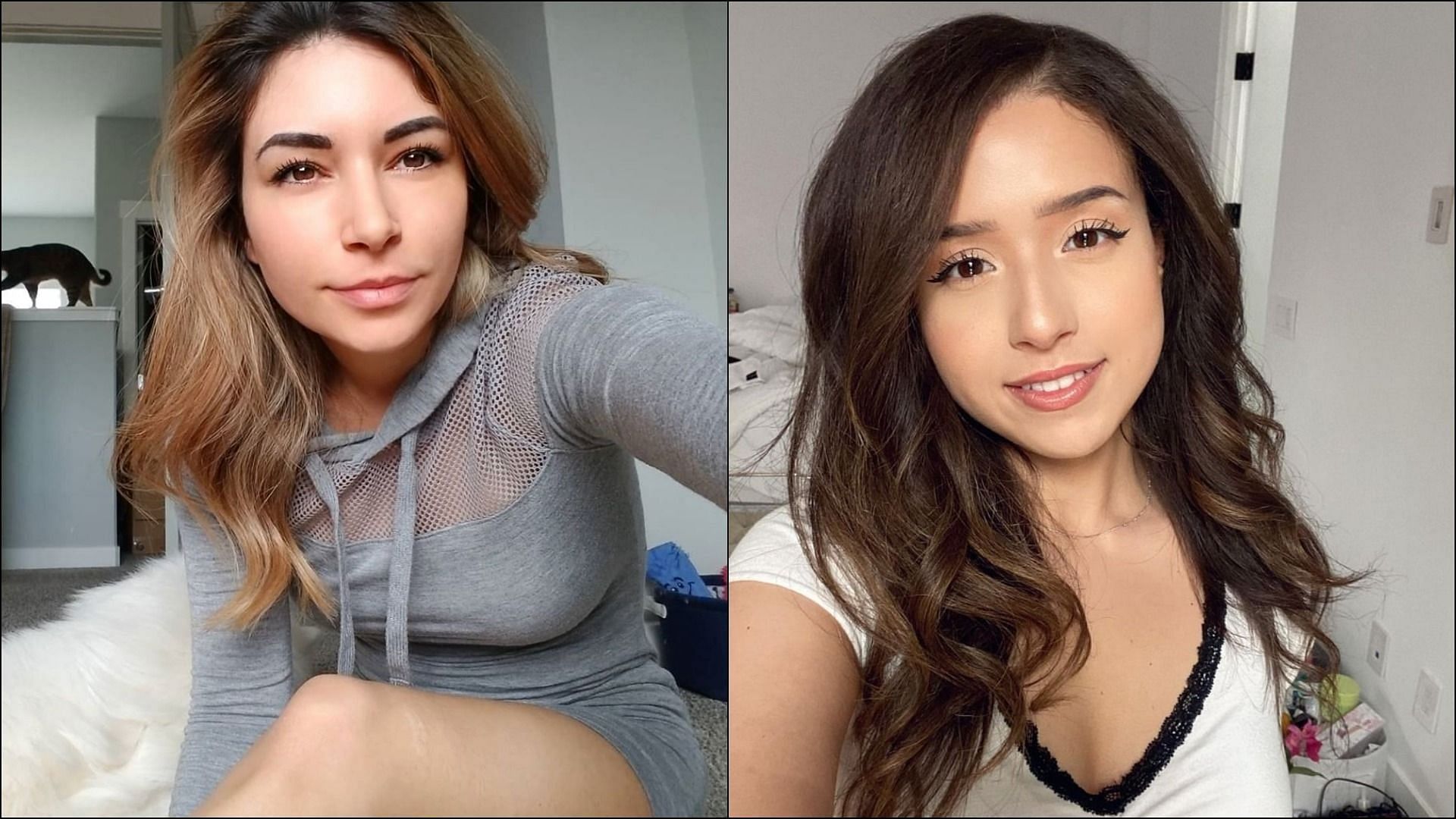 Alinity (left) comes to a conclusion on why people harass Pokimane so much (Image via Sportskeeda)