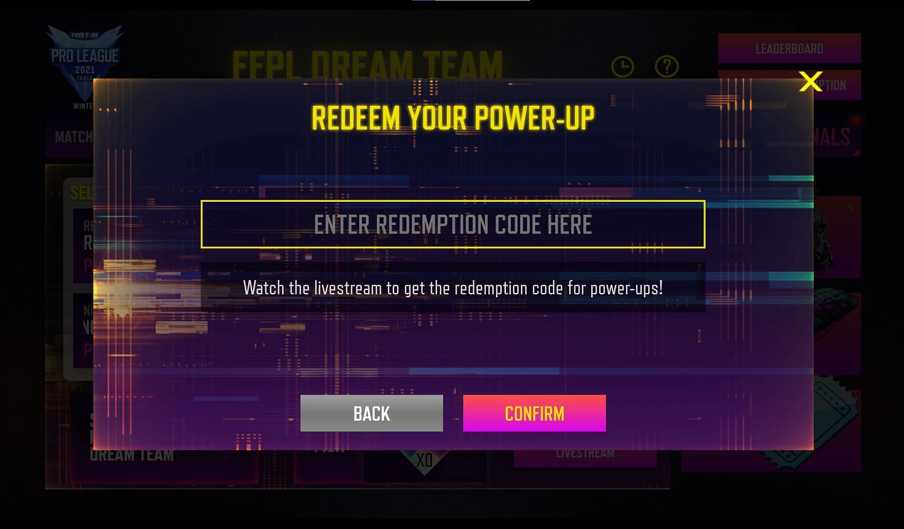 Enter the code and click confirm (Image via Garena)