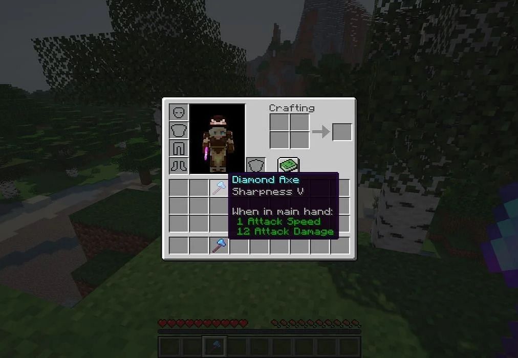 Axe with a sharpness enchantment (Image via Minecraft)