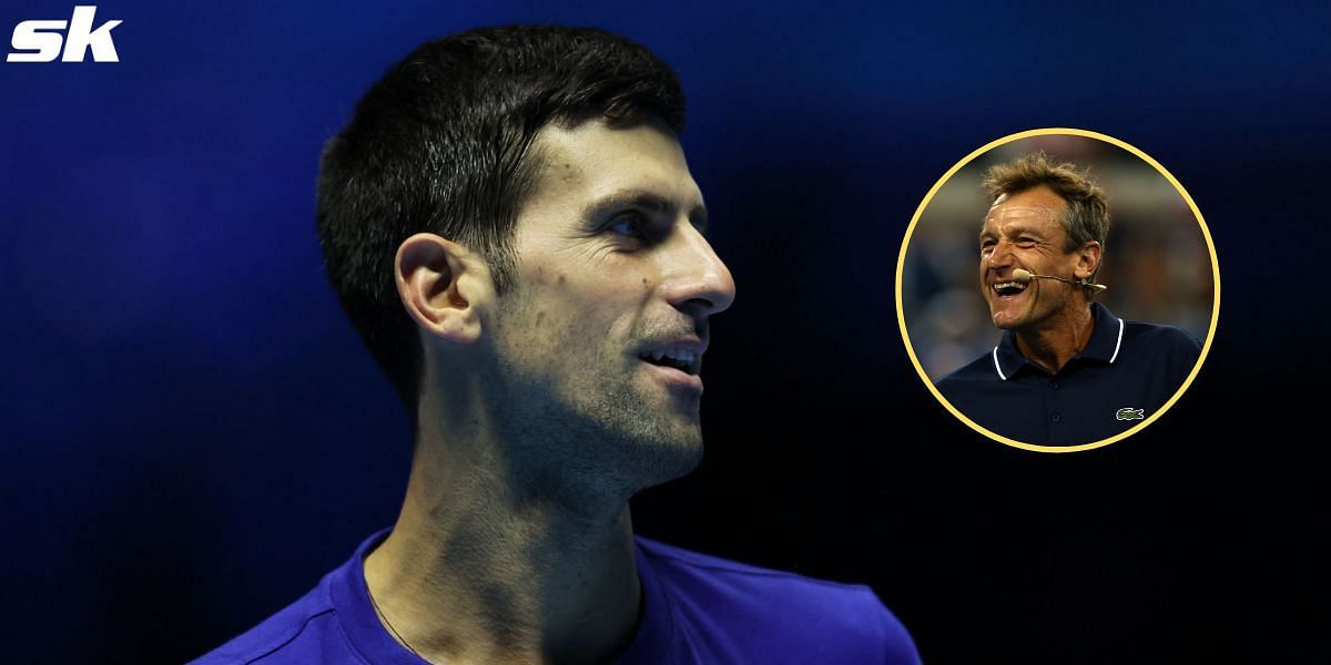 Novak Djokovic (L) and Mats Wilander (inset)