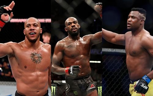 Ciryl Gane (L), Jon Jones (C) and Francis Ngannou (R) PC: UFC