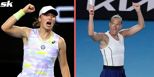 Iga Swiatek (L) & Kaia Kanepi at 2022 Australian Open