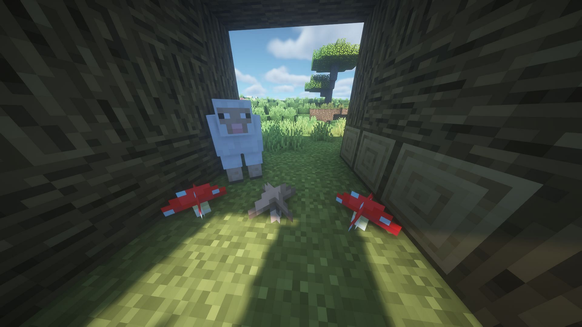 Mushrooms in a plains biome (Image via Minecraft)