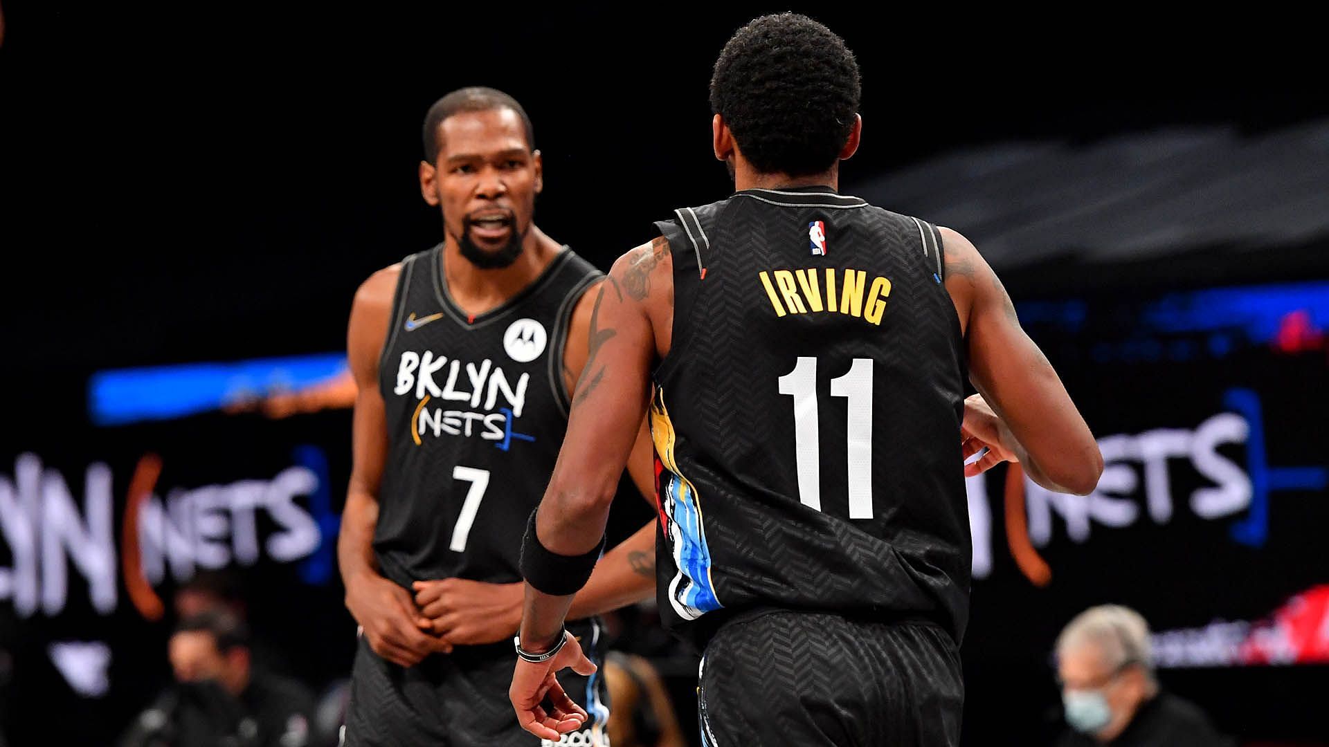 Kyrie Irving is refusing to budge on his vaccination stance after Kevin Durant went down with an injury. [Photo: NBA.com]