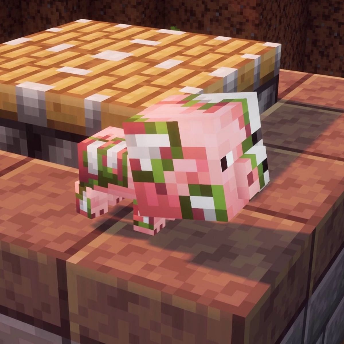 A zombified baby pig, a cosmetic exclusively unlocked through 2021&#039;s Spookier Fall event (Image via Mojang)