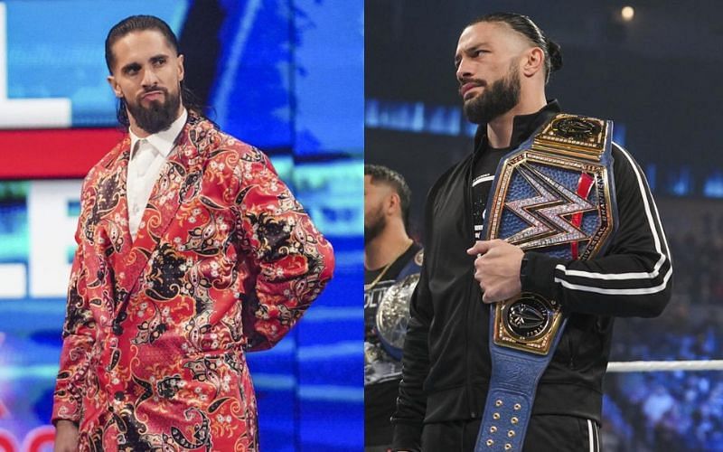 Seth Rollins (left); Roman Reigns (right)