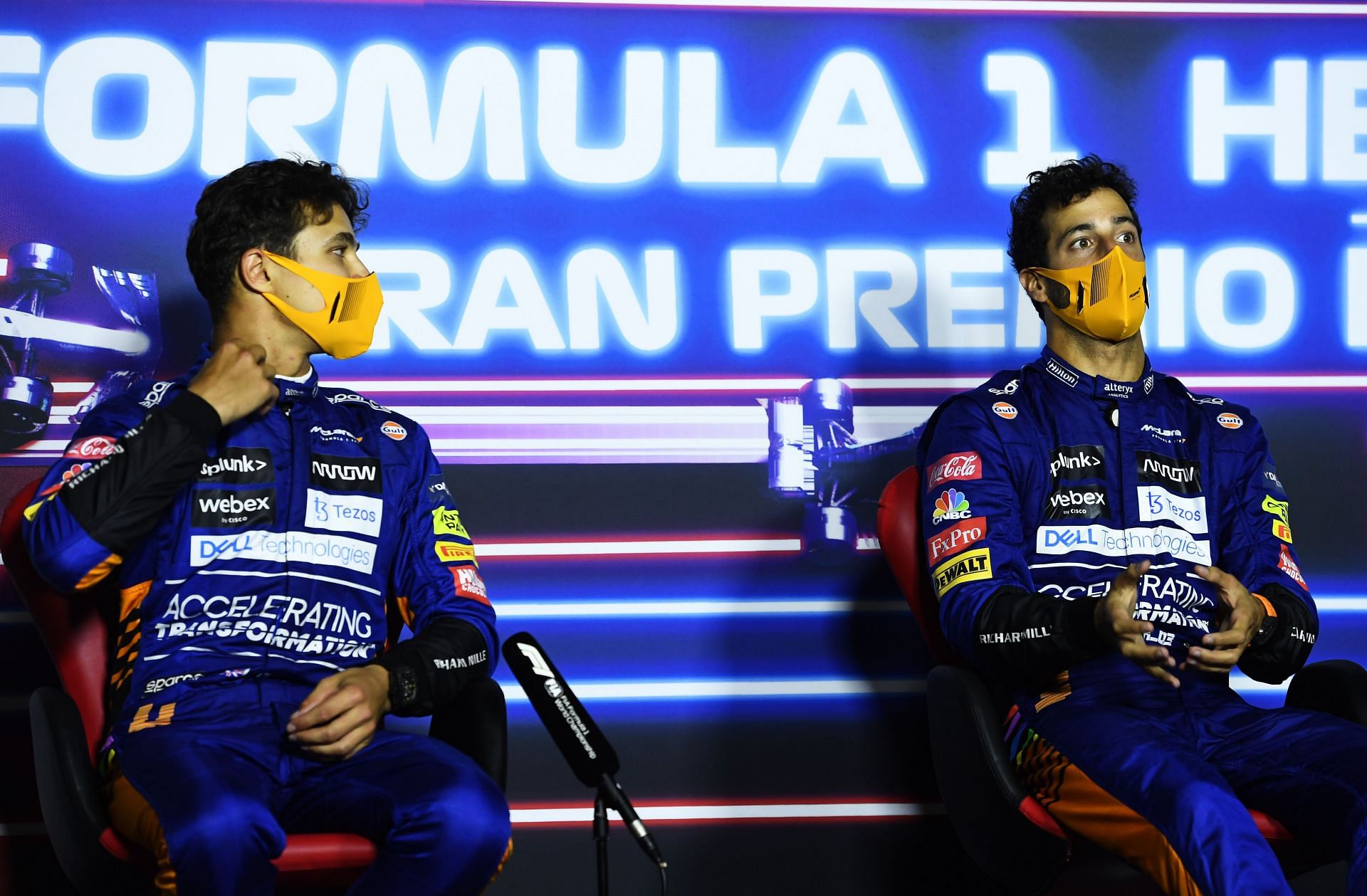 F1 Grand Prix of Italy - Lando Norris and Daniel Ricciardo at the pre-race press conference.