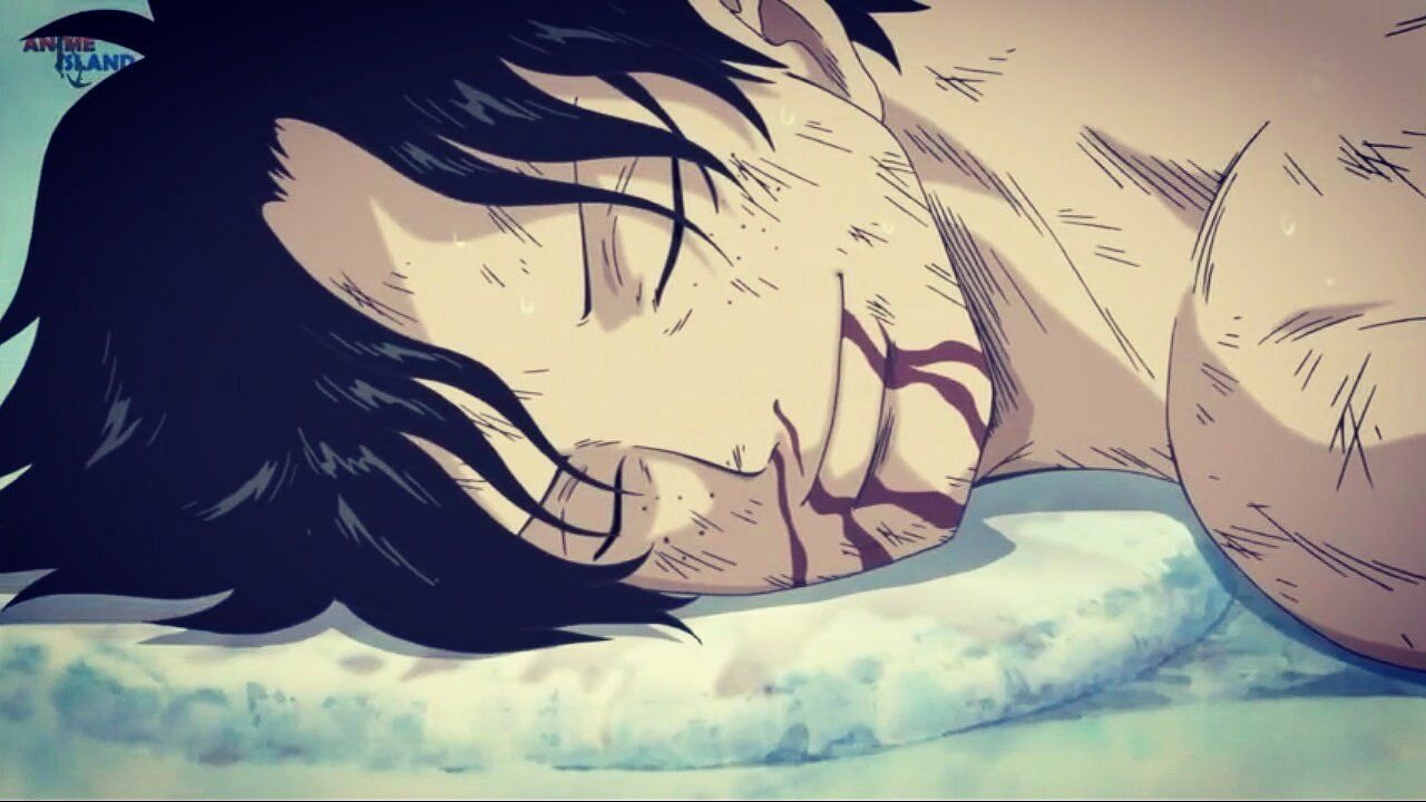 A fan-edit of Ace&rsquo;s death with a smile on his face, as seen in the One Piece anime (Image via Twitter)