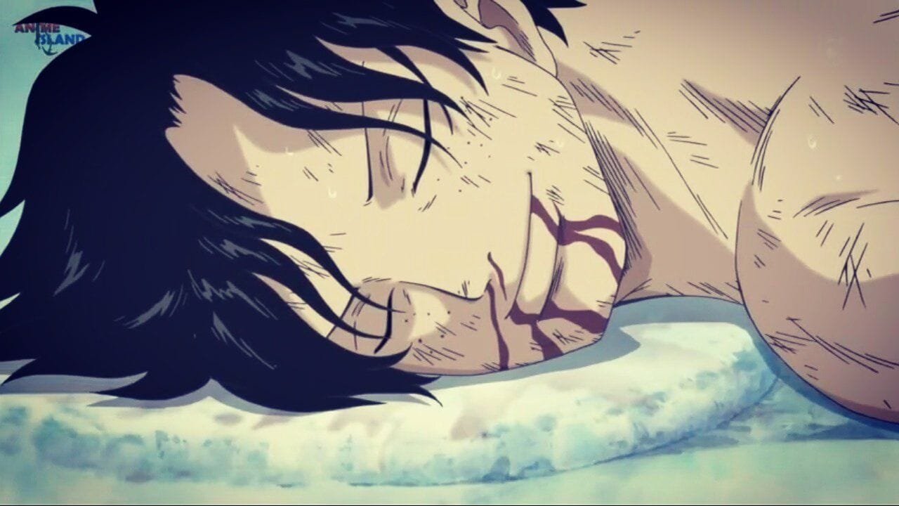 Editan penggemar kematian Ace dengan senyuman di wajahnya, seperti yang terlihat di anime One Piece
