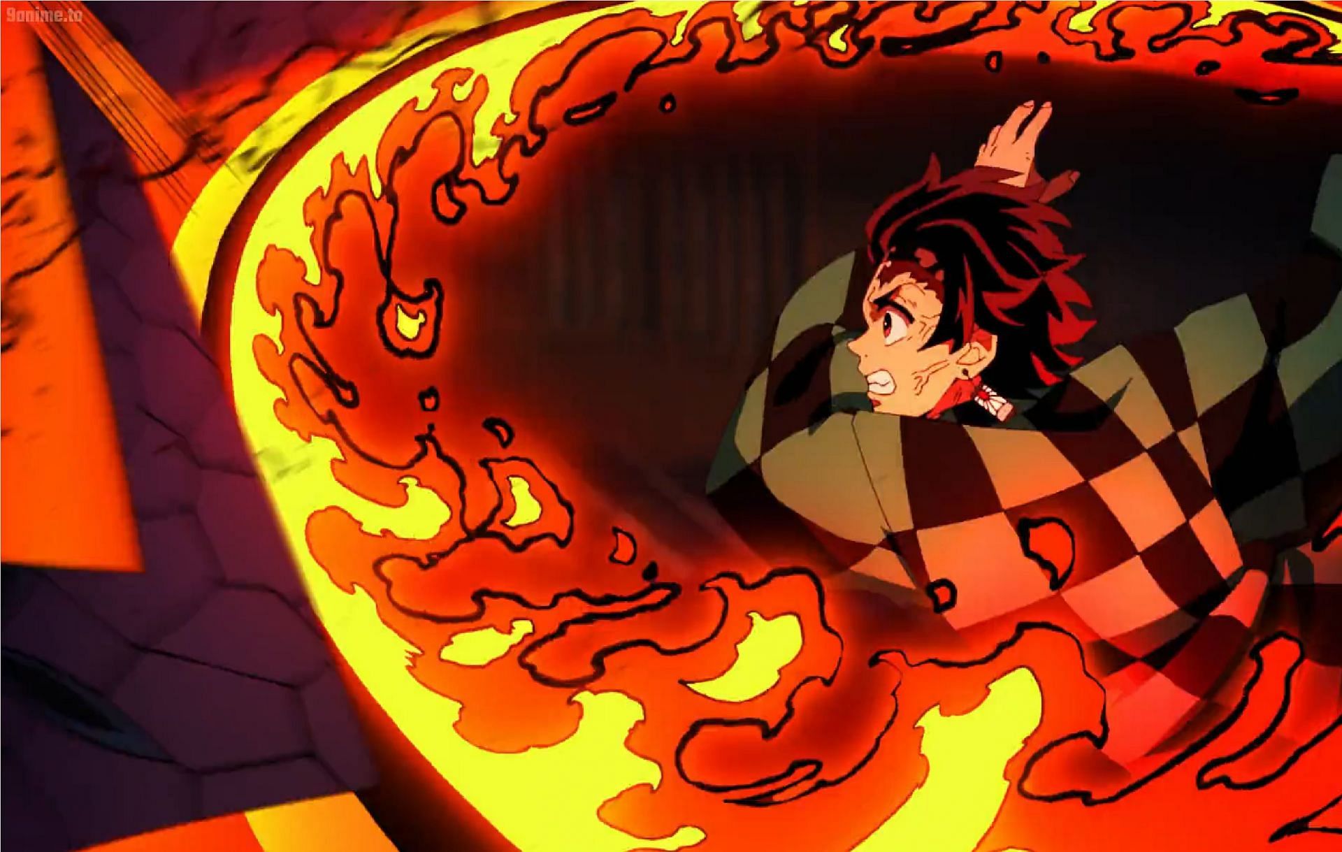 Tanjiro uses Hinokami Kagura in Demon Slayer (Image via ufotable)
