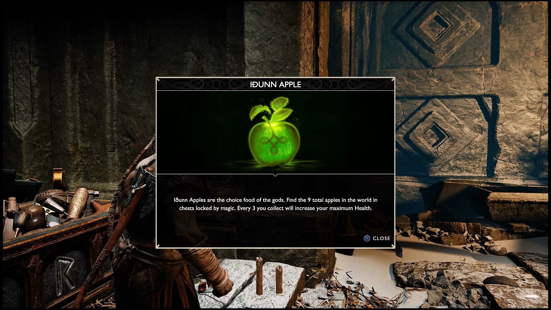 Kratos trouve une pomme Idunn dans God of War (Image via Sony Interactive Entertainment)