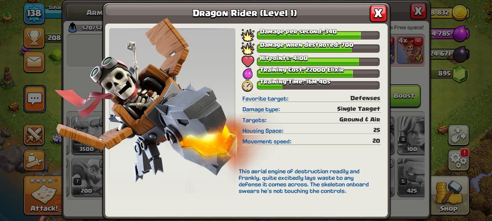 Clash of Clans Dragon Rider (Image via Sportskeeda)