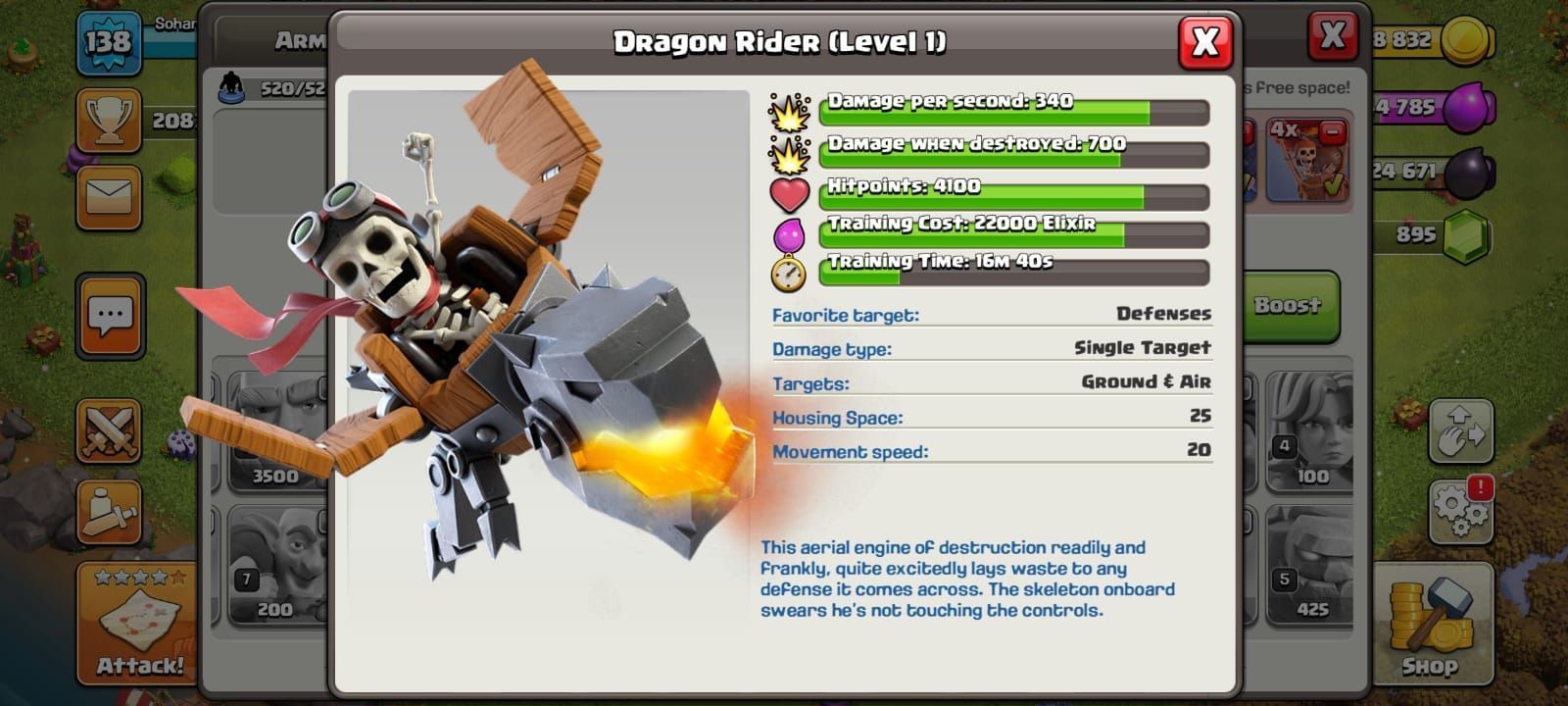 Clash of Clans Dragon Rider (Image via Sportskeeda)