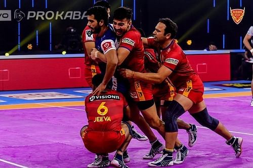 Dabang Delhi KC players in action - Image Courtesy: Dabang Delhi KC Twitter