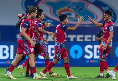 Jamshedpur FC players celebrating their goal (PC:ISL Media)