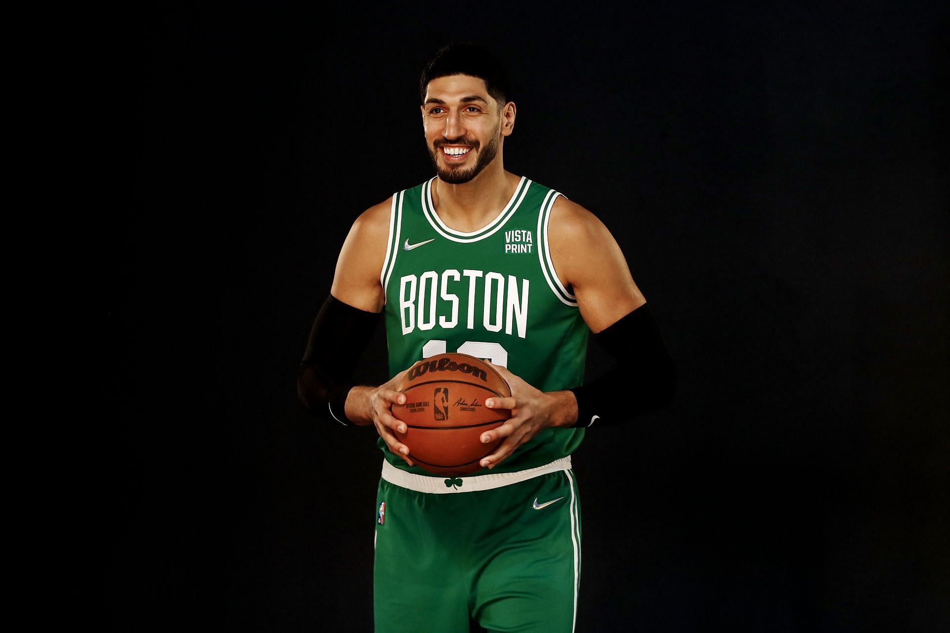 Enes Kanter Freedom of the Boston Celtics poses for a photo during media day.