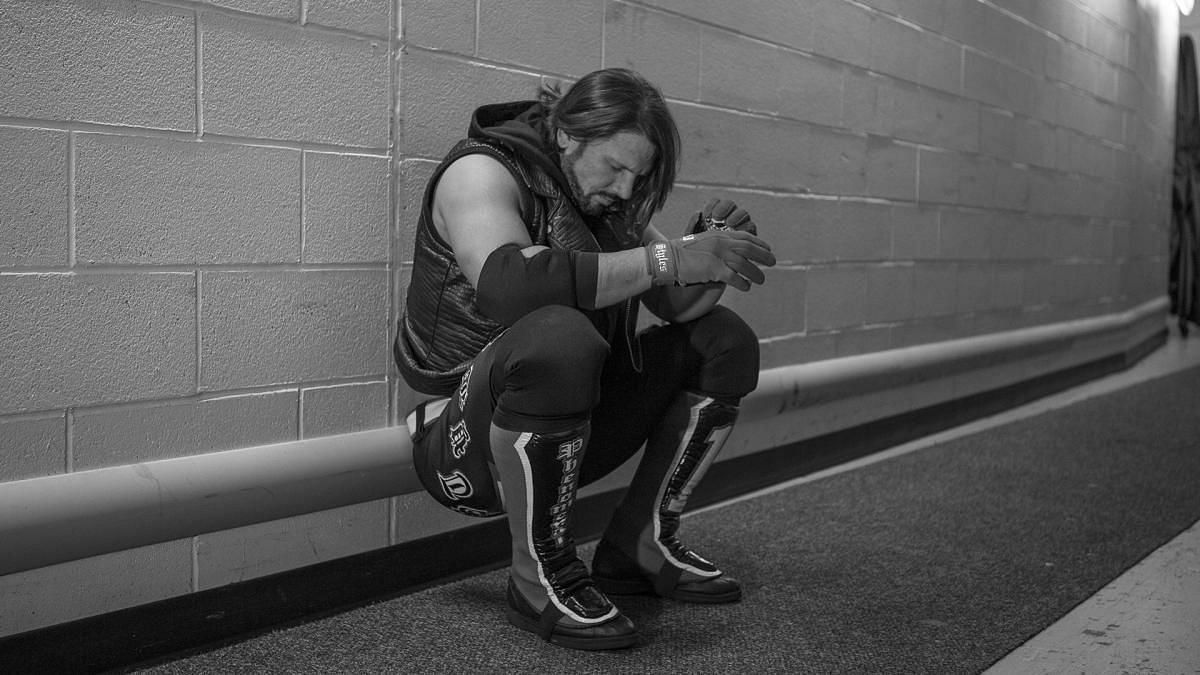 AJ Styles backstage during his first night in MSG.
