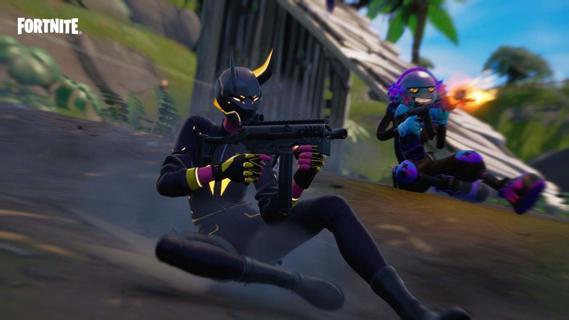 Players sliding in Fortnite (Image via Epic Games)