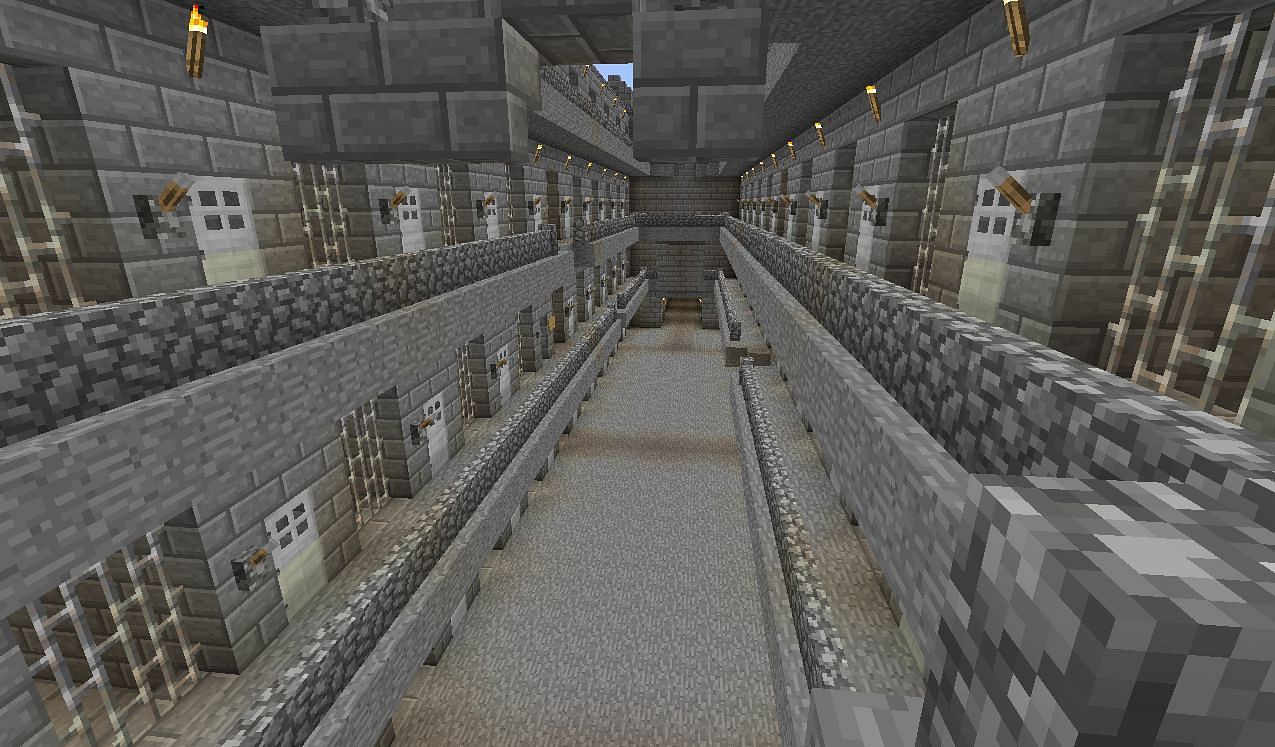 Purple Prison is a great place to play the cobs &amp; robbers mini-game (Image via Mojang)