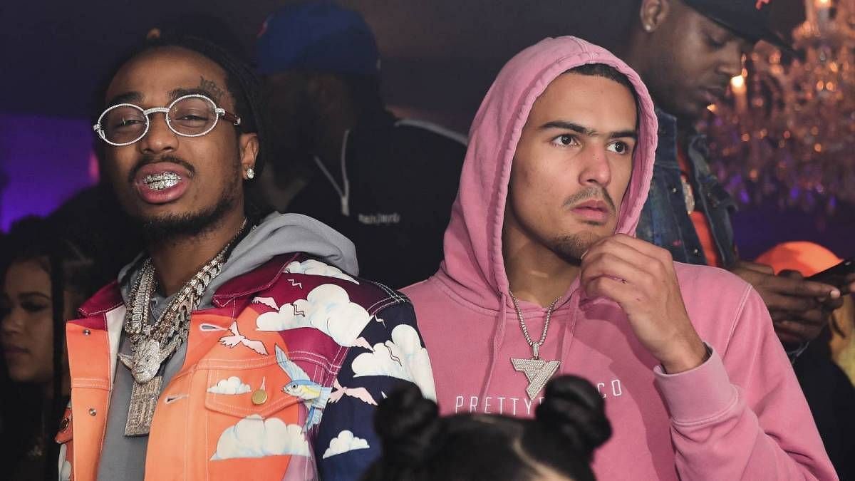 Migos frontman Quavo and Trae Young of the Atlanta Hawks. (Photo: Courtesy of HipHopDX)