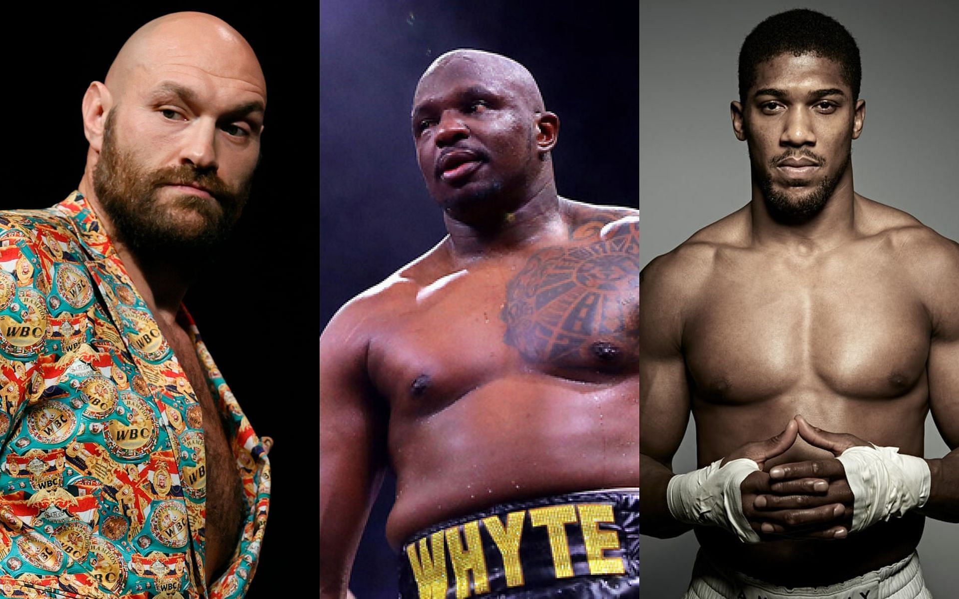 [L-R] Tyson Fury, Dillian Whyte and Anthony Joshua