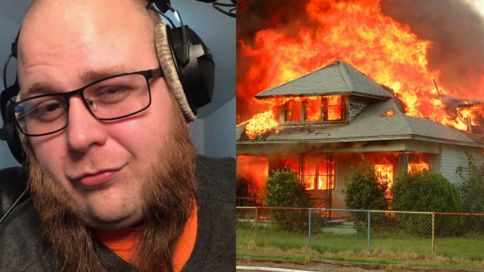 Radishboy&#039;s house catches fire on stream (Image via Sportskeeda)