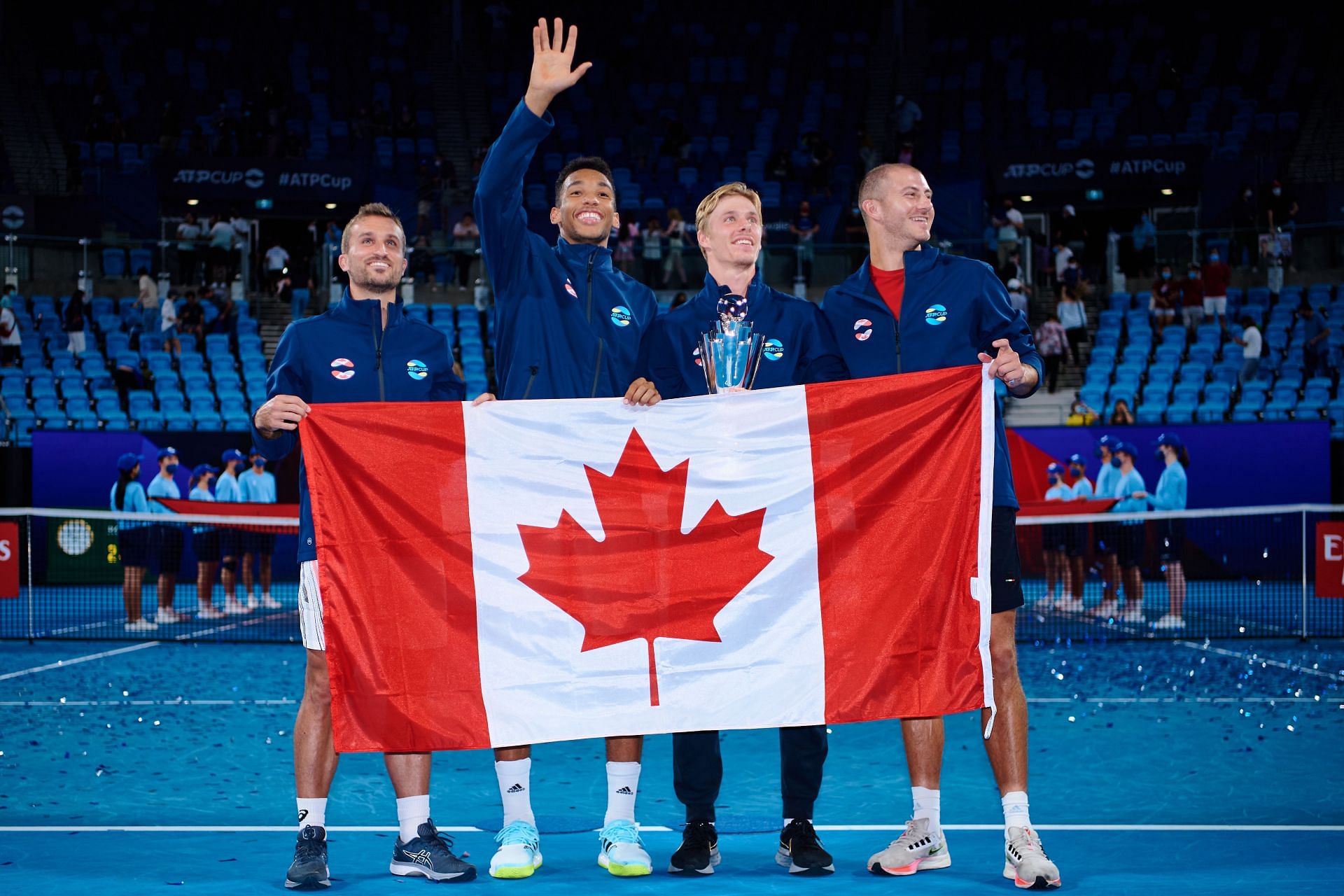 Team Canada celebrating their 2022 ATP Cup victory