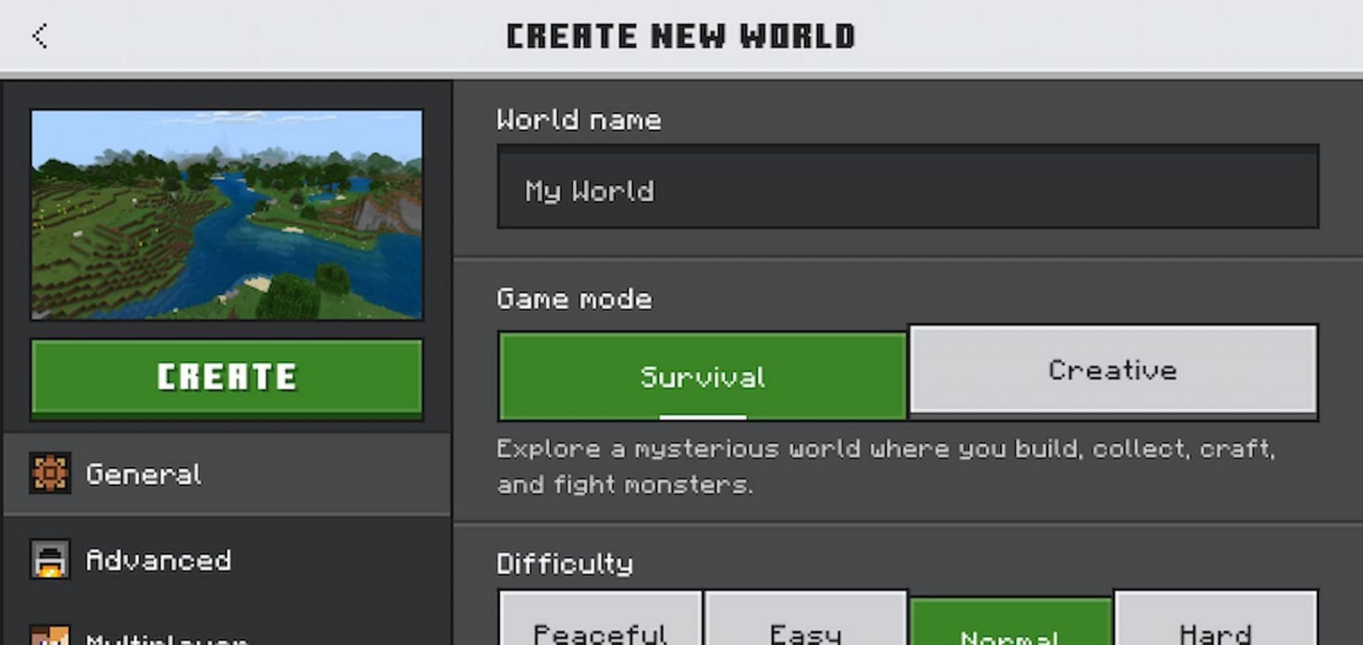 تم تغيير Create New World UI (الصورة عبر Mojang)