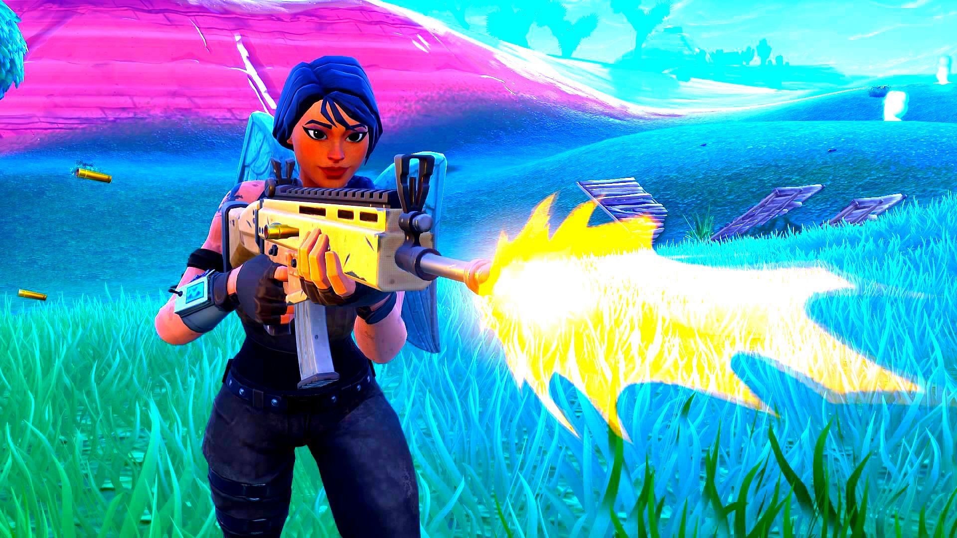 Mowing down an enemy with the spray and pray tactic is taking over Fortnite (Image via Epic Games)