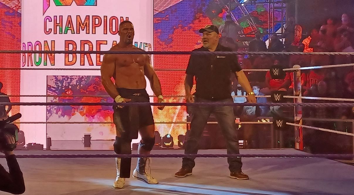 Rick Steiner celebrating Bron Breakker&#039;s NXT Title win