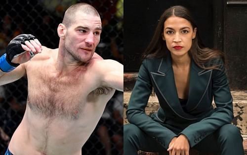 Sean Strickland (L) via Twitter @OnPointMMA and Alexandria Ocasio-Cortez (R) via Instagram @aoc