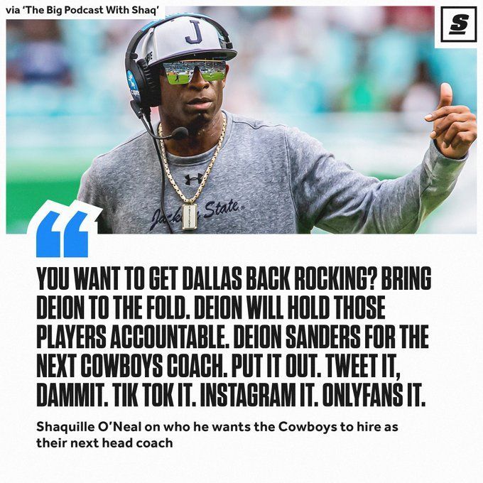 Shaquille O'Neal Says Cowboys Should Hire Deion Sanders to