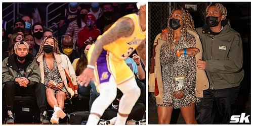 Naomi Osaka and YNB Cordae watching the Lakers at Staples Center, Los Angeles