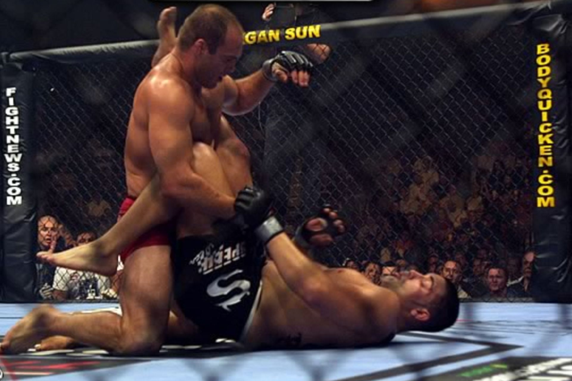 Randy Couture&#039;s heavyweight title bout with Ricco Rodriguez saw a number of dramatic twists and turns