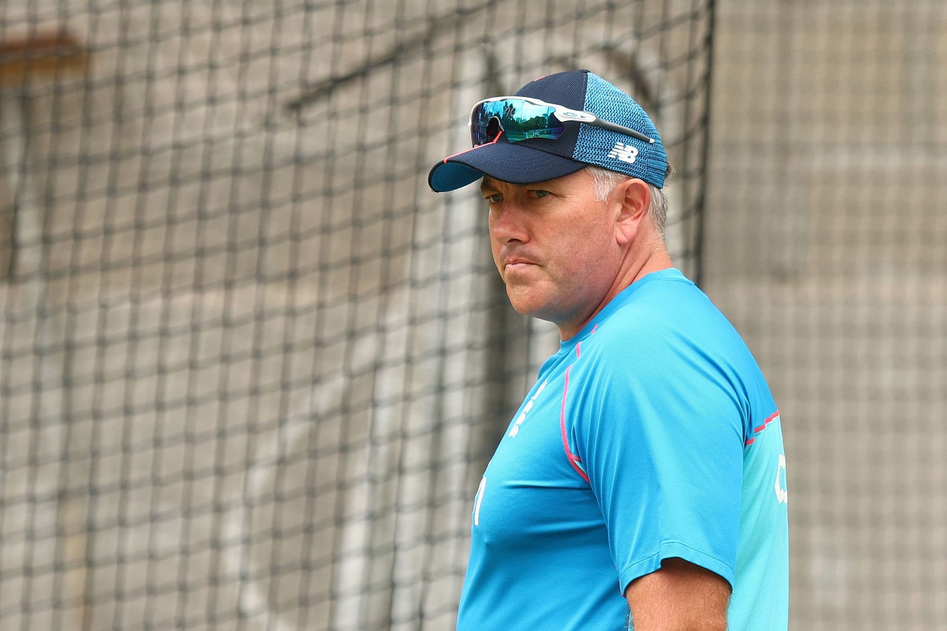 England head coach Chris Silverwood during a practice session. Pic: Getty Images