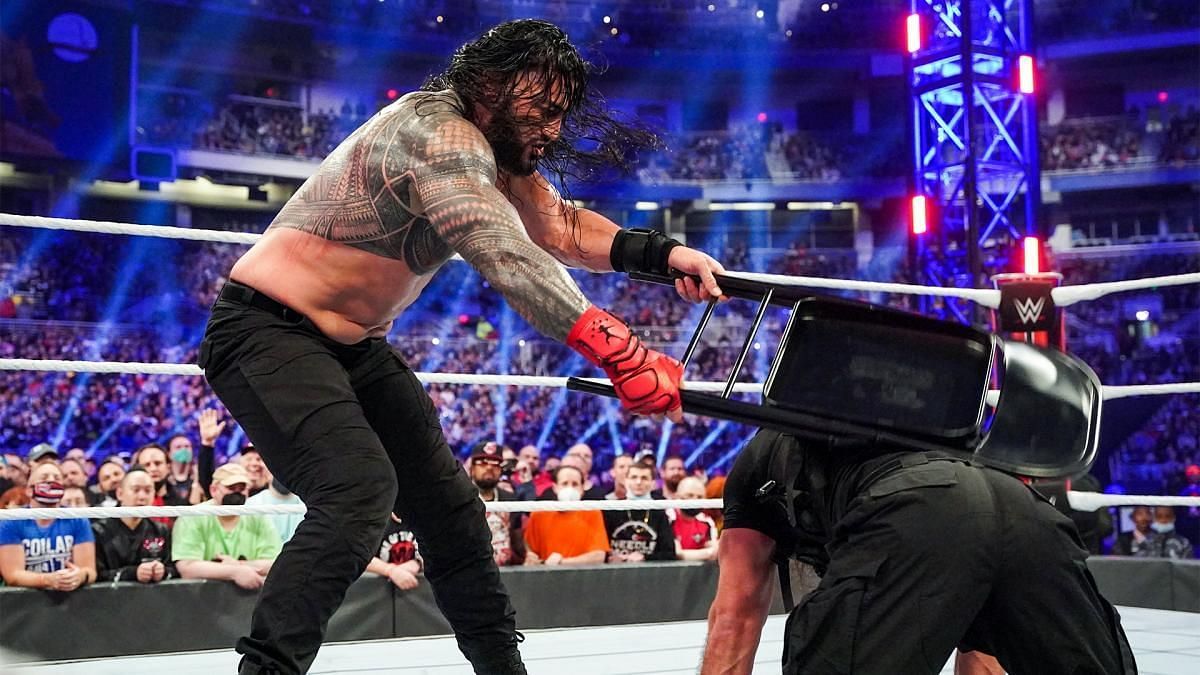 Roman Reigns battered Seth Rollins with several chair shots