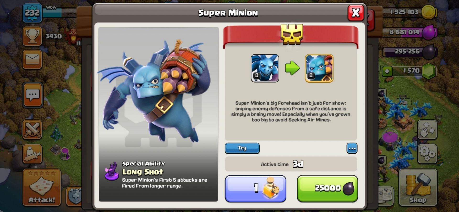 The Super Minion in Clash of Clans (Image via Sportskeeda)