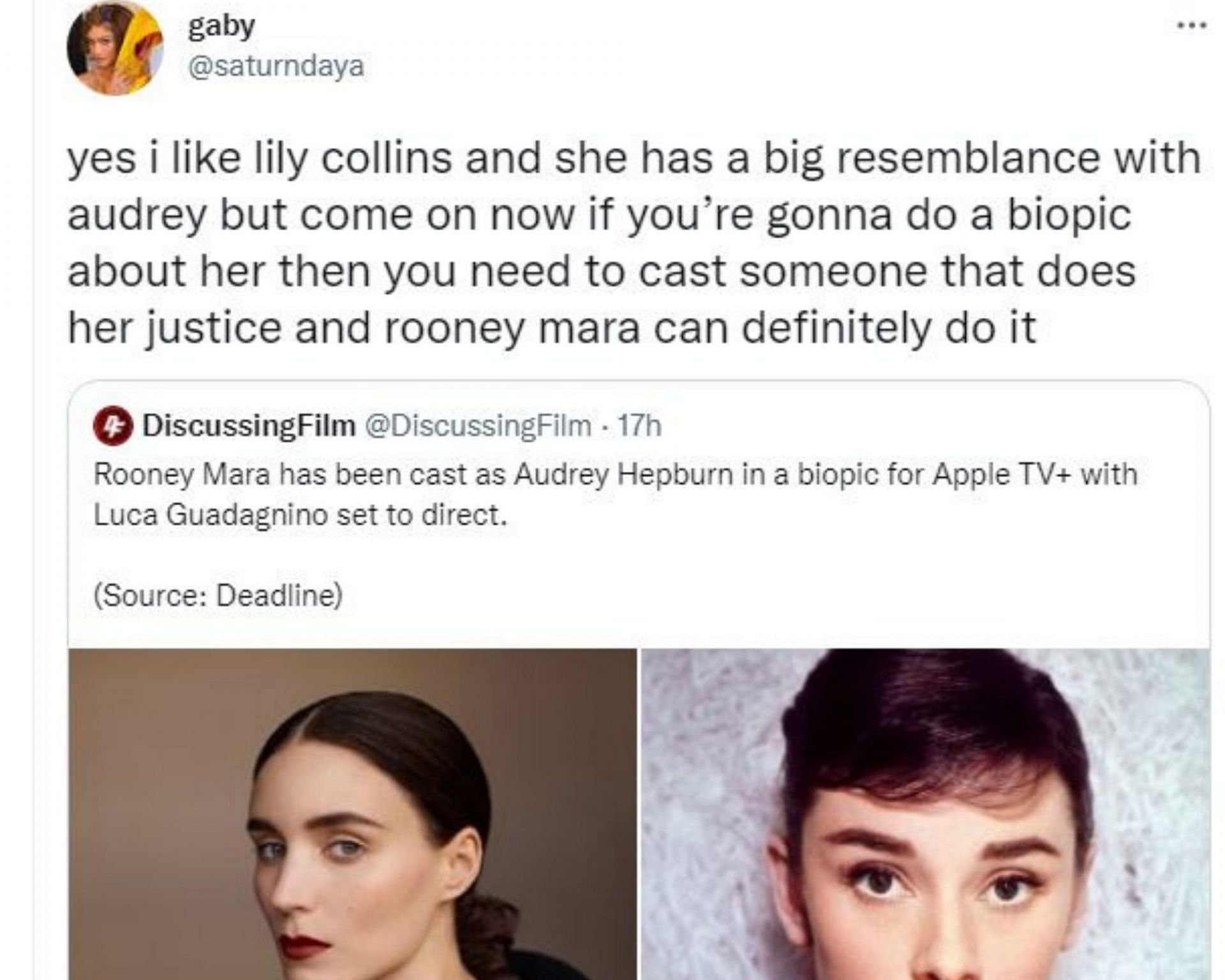 Lily Collins was right there!: Internet reacts with memes as Rooney Mara  set to star in Audrey Hepburn biopic