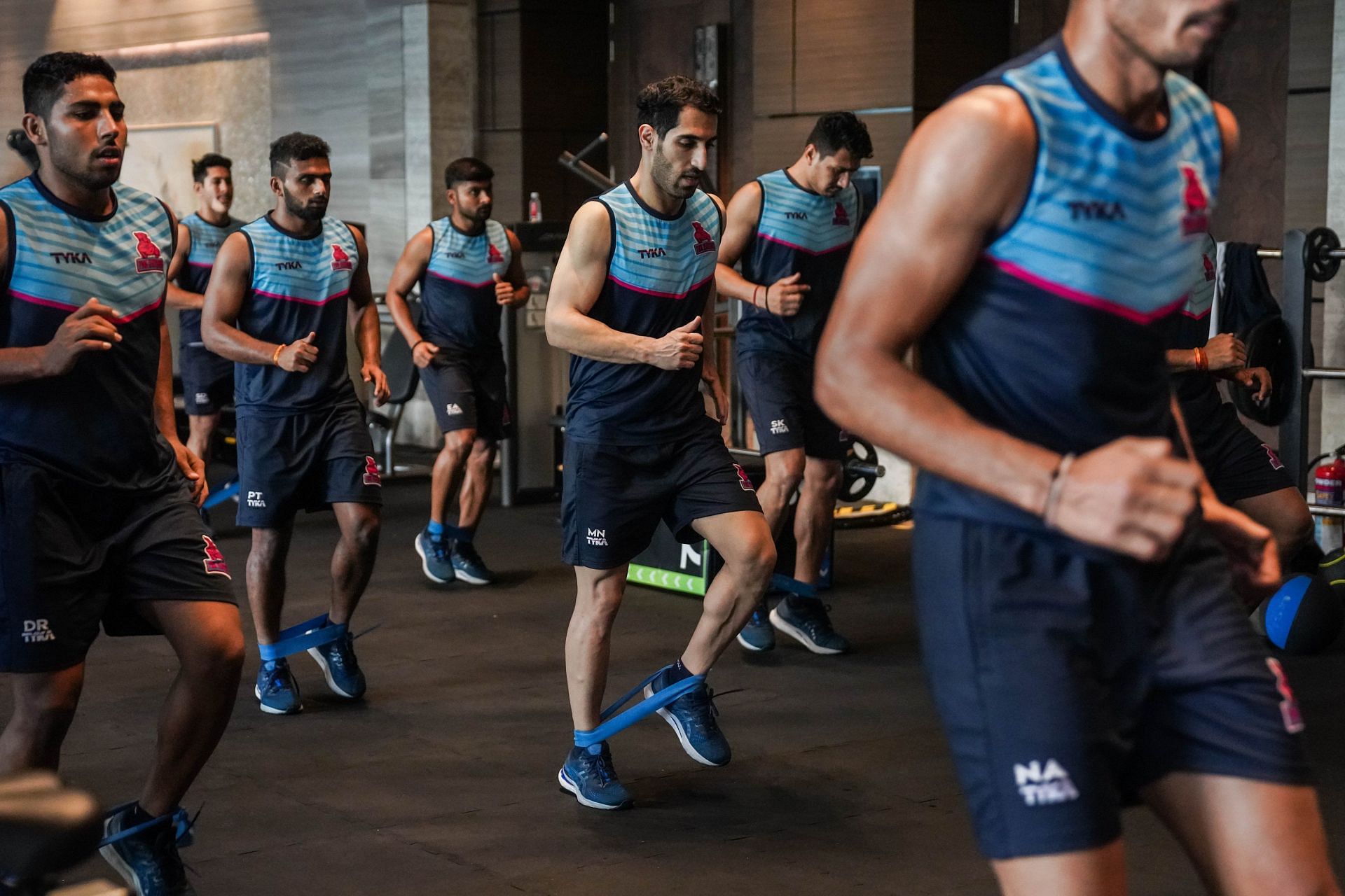 Jaipur Pink Panthers players train ahead of their upcoming PKL fixture against the Bengaluru Bulls - Image Courtesy: Jaipur Pink Panthers Twitter